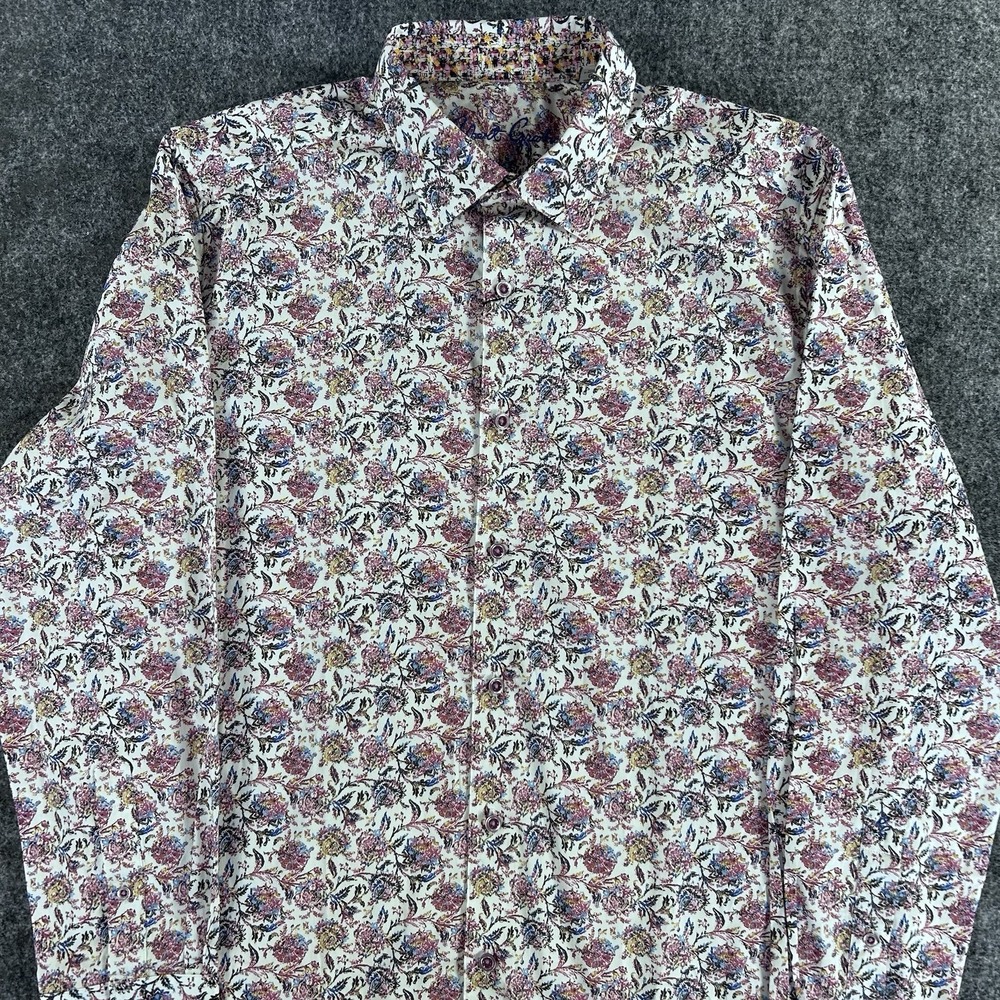 Robert Graham‎ Floral Vibrant Print Sport Shirt White Multicolor Large $198